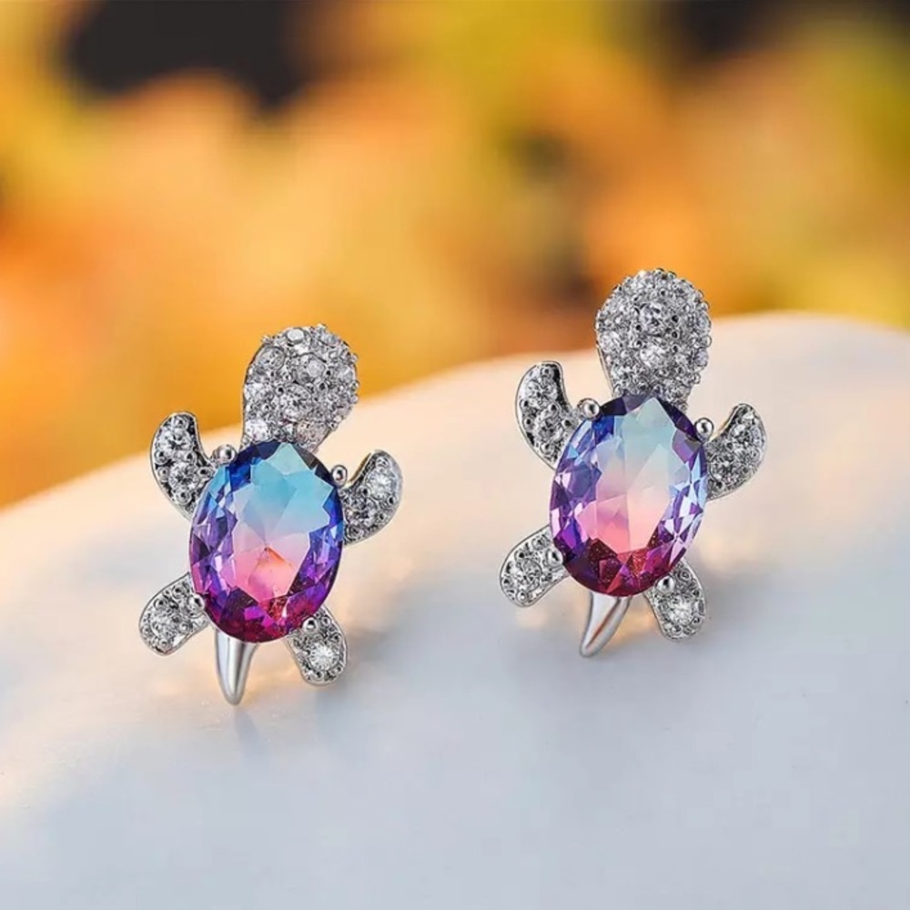âJust Keep Swimmingâ Sea Turtle Cute Stud Earrings - Picture 1 of 11